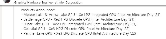 An Intel engineer's profile at Linkedin has leaked future integrated Xe GPUs and Core desktop lineups. (Image Credits: Harukaze5719)