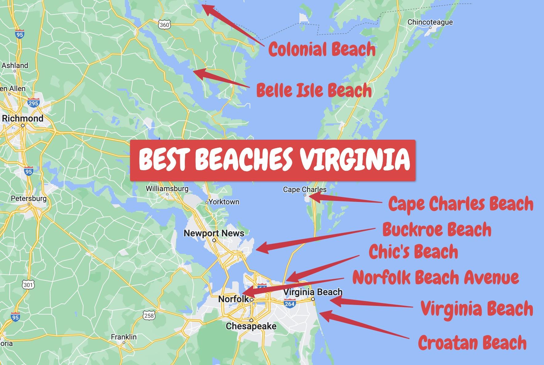 Best Beaches in Virginia MAP